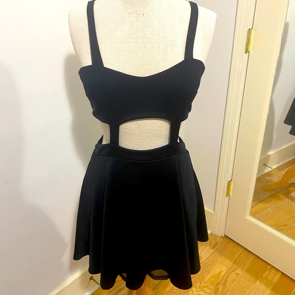 Black Cut-out Suspender Skater dress M